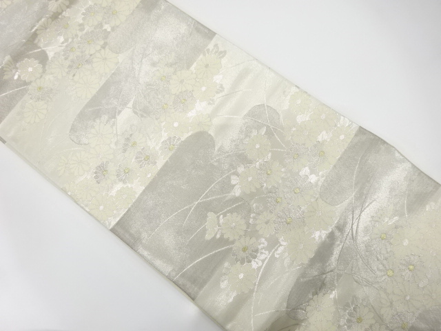 アンティーク　ヱ霞に菊模様織り出し袋帯（材料）